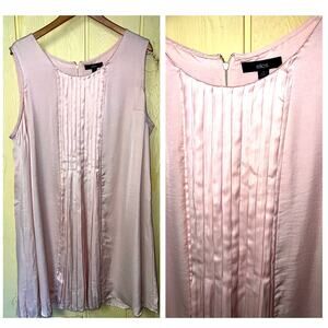 Ellos Dress Womens 1X Shift A-Line Pintuck Pleated Pink Blush Lined 22W 24W